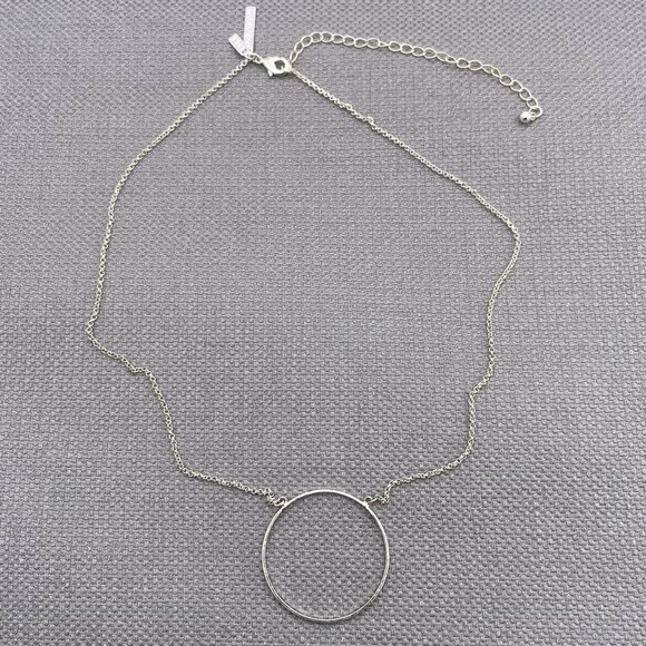 Lele Sadoughi Circle Necklace Silver Plated - Picture 1 of 3